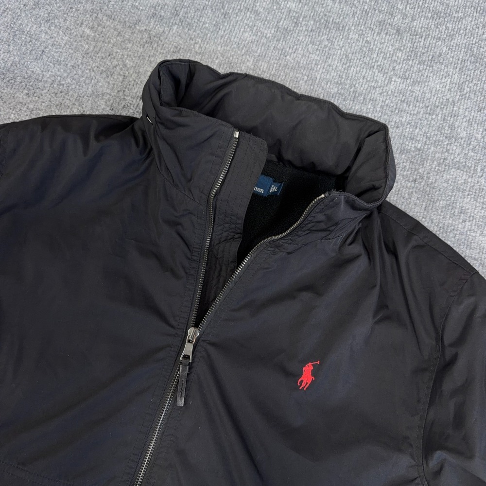 Polo Ralph Lauren Jacket Men Large Black Softshell Windbreaker Fleece Lined Hood - Picture 9 of 11